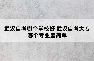 武汉自考哪个学校好 武汉自考大专哪个专业最简单